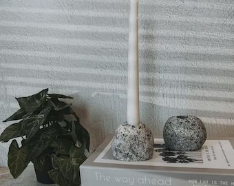 Natural Stone Taper Candleholder – Coastal Rock Accent
