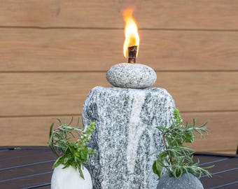 Granite Tiki Torch – Copper Hardware, Coastal Patio Lighting