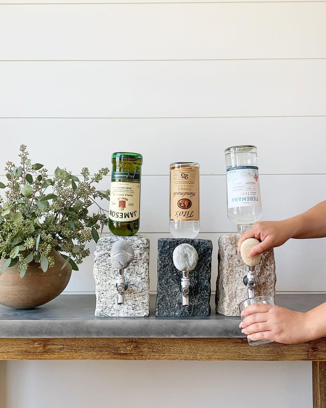 Granite Stone Drink Dispenser: Coastal Liquor & Wine Server - Etsy