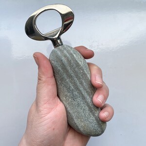 Natural Beach Stone Bottle Opener Real Rock Beer Opener Beverage Tool Bar Accessory Unique Coastal Gift Handcrafted in Maine USA image 7