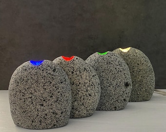 Handcrafted Stone Accent Lamp – Natural Rock LED Light with Switch, Coastal Night Light or Table Accent, Unique Home Décor Gift