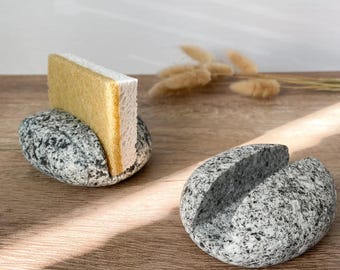 Stone Sponge Holder: Beach Stone Kitchen Organizer