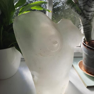 Art Nouveau or Art Deco period piece of very heavy solid frosted glass  - female form.