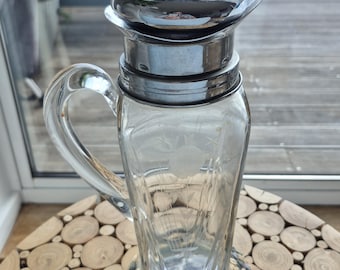 Art Deco 1930s CAMBRIDGE Cocktail Pitcher Server Jug Shaker Chrome and glass
