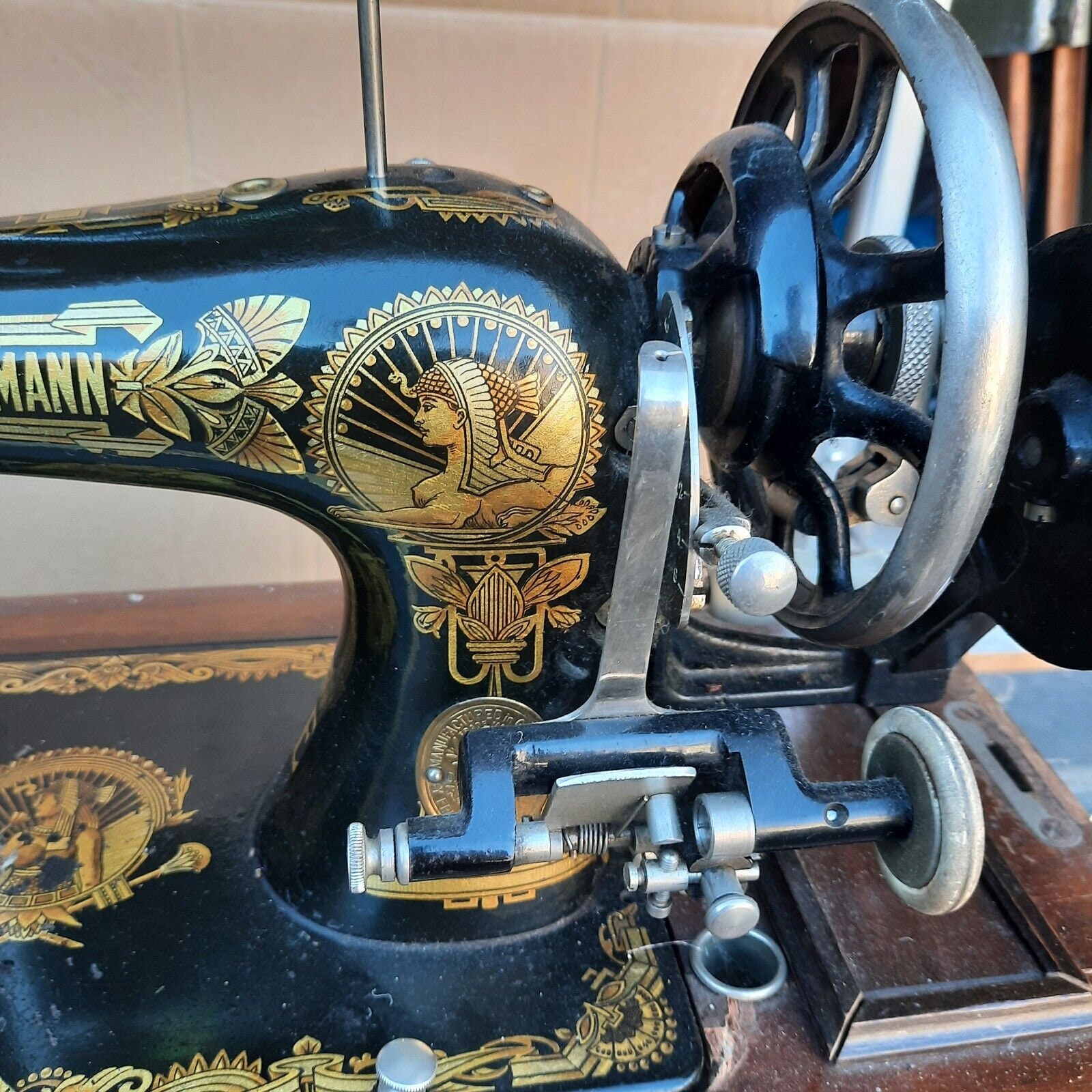 Vintage Frister and Rossmann Model E Long Bed Hand Crank Sewing Machine