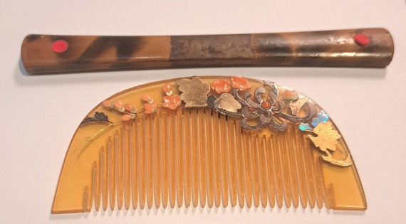 Exquisite Rare Japanese Kushi comb all natural ma… - image 2