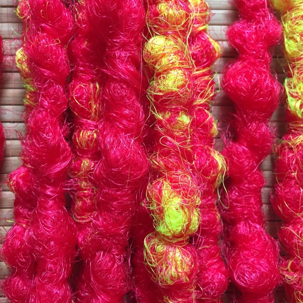 Crochet Dreadlock Extension Accent Kit. Bright Neon Pink and Neon Cyber Yellow Ombre Blend, Dip Dyed Dreads