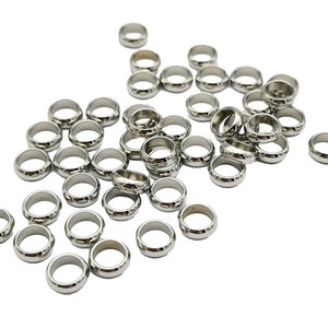 ShapesbyX 10 Piece Stainless Steel Ring Slider Beads Bracelet Charm Inner 5mm/6mm/8mm Bracelet Making Round Crafts SF165-1