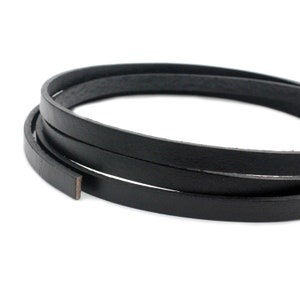 ShapesbyX 6mmx2mm Black Flat Leather Strip, 6x2 Genuine Leather Strap Flat By Yard GF5M-174 GF6M-110