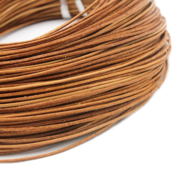 ShapesbyX 10 Yards 1mm Round Natural Tan Leather String Cord, Real Leather for Jewelry Making RLG1M140