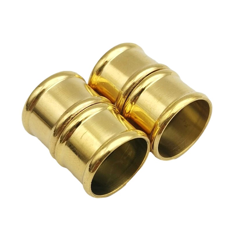 18K Real Gold Plated Stainless Steel Magnetic Clasps 12mm Round Hole Bamboo Shape Strong Magnet Jewelry Making Cord End MT12M-SS2