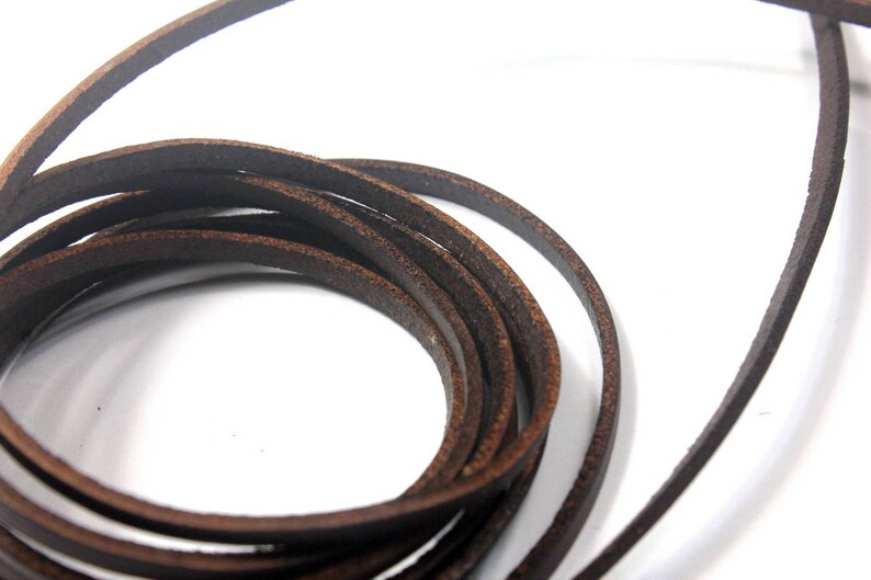 Color Coated Genuine Leather Strip GF34M218 2 Yards 3mm Distressed Dark Brown Flat Leather
