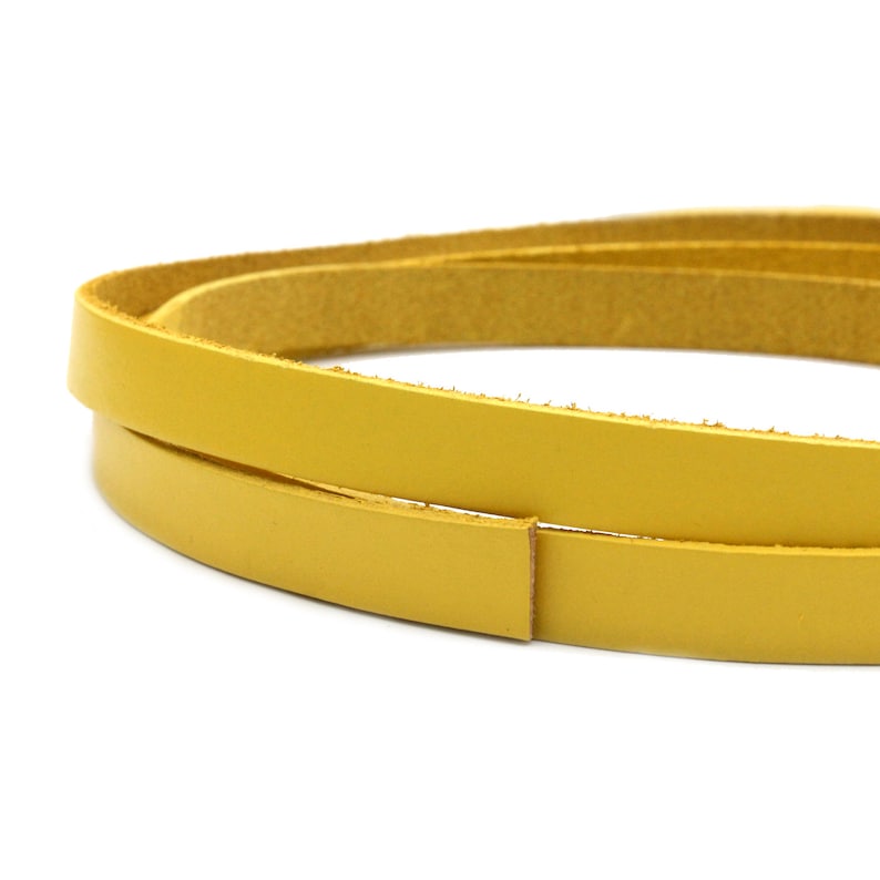 10mm Flat Leather Strip Yellow 10mmx2mm Genuine Leather Strap WatchBand GF10M-104