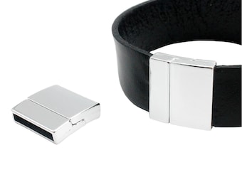 ShapesbyX 3 sets 20mmx3mm Inner Hole Silver Bracelet Clasps and Closure,Magnetic Clasp Jewelry End Glue In 20x3 MT660-3