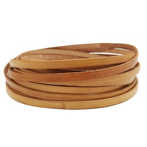 ShapesbyX 6mmx2mm Burnt Tan Flat Leather Strip, 6x2 Genuine Leather Strap Flat By Yard GF5M-174 GF6M-113
