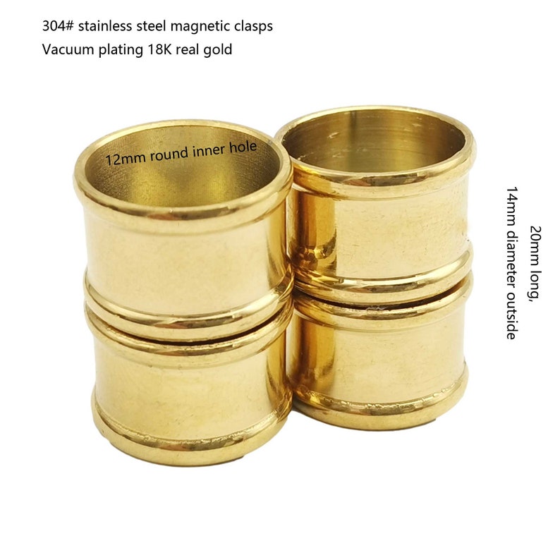 18K Real Gold Plated Stainless Steel Magnetic Clasps 12mm Round Hole Bamboo Shape Strong Magnet Jewelry Making Cord End MT12M-SS2
