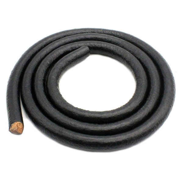 ShapesbyX 8mm Black Leather Cord,8mm Round Leather Strap 1 Yard RLG8M-B8