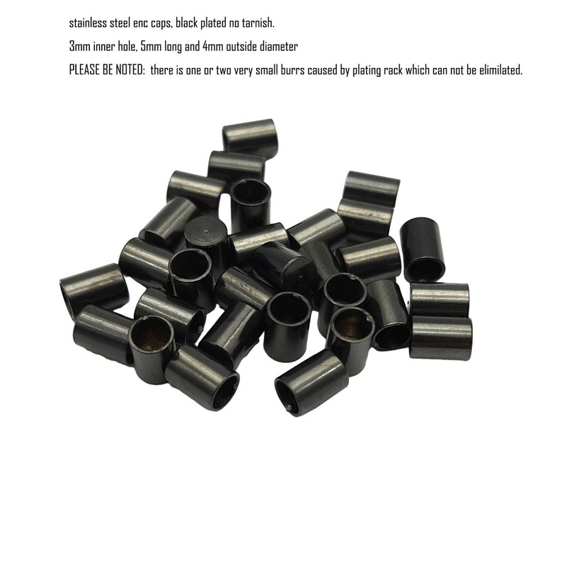 ShapesbyX 10 Stück Schwarz Edelstahl Schnur Endkappen für Schnurkleber In 10mm,8mm,6mm Bindebänder für Kleidung, Schmuck, Schuhe SF168-14-8 Bild 3