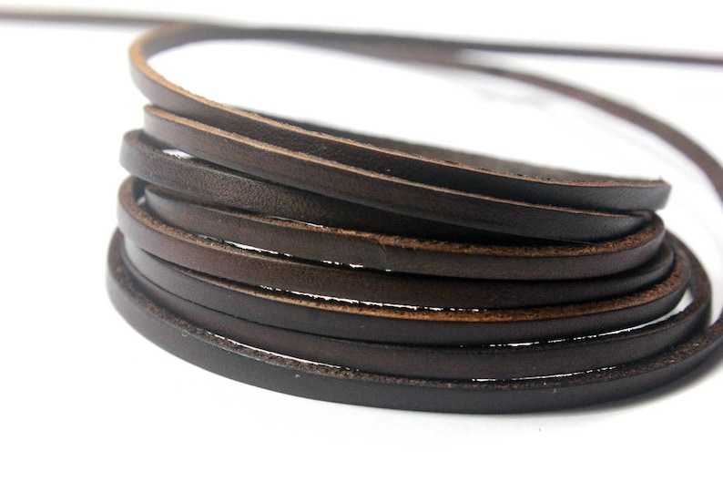 Color Coated Genuine Leather Strip GF34M218 2 Yards 3mm Distressed Dark Brown Flat Leather