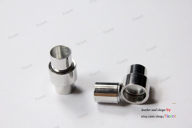 3 Pieces 8mm Diameter Silver Hole Magnetic Clasp MT8M-507