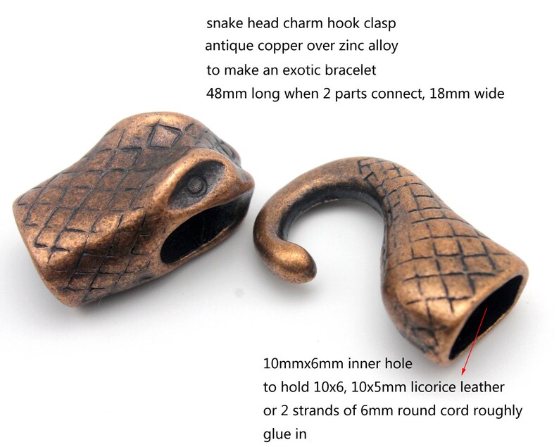 Snake Head Hook Clasp Antique Copper Metal Closure for 10x6 Etsy