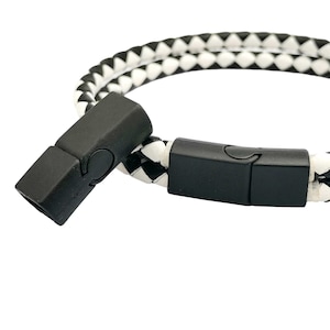 ShapesbyX Matowe Czarne 8 mm Płaskie Magnetyczne Zapięcia Zapięcie Sznurek Klej W Otworze 8mm x 5mm MT671-3