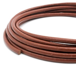 ShapesbyX 5mm Round Brown Leather Cords,5.0mm Diameter Real Leather Strap for Jewelry Making RLG5M-272