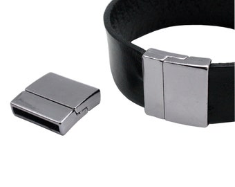 Zwarte magnetische armbandsluiting, 20 mm gelijmd, 3 sets