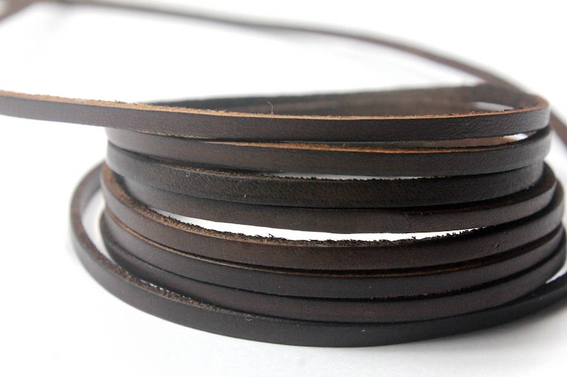 Color Coated Genuine Leather Strip GF34M218 2 Yards 3mm Distressed Dark Brown Flat Leather