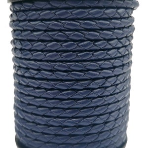 4mm Navy Blue Braided Leather Cord, Jewelry Making