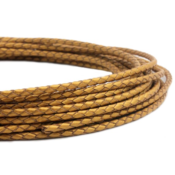shapesbyX 5 Yards 4mm Braided Leather Strap Round Leather Cord for Jewelry Making Bolo Tie Black