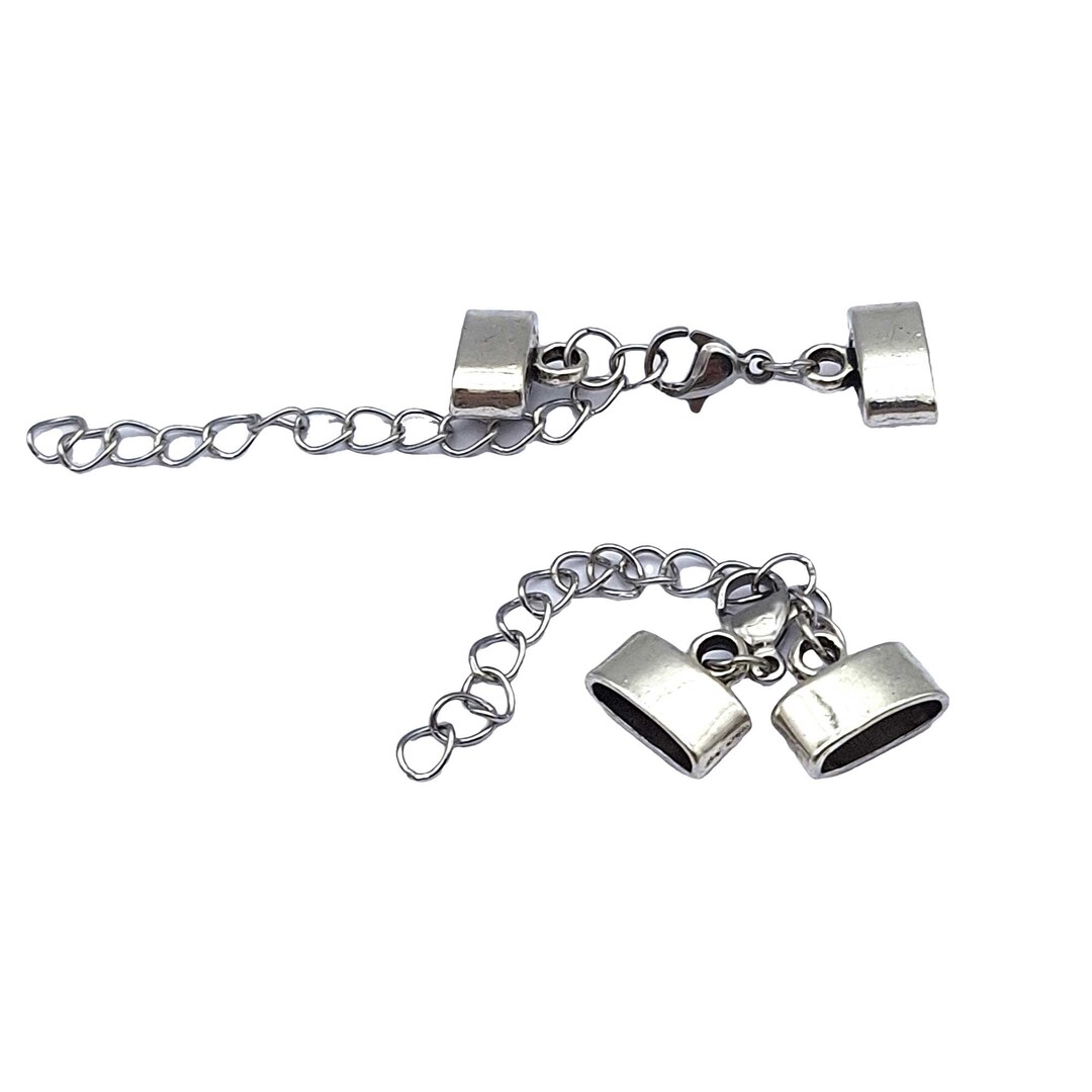 5 Sets: Cord End Clasp With Extender Chain for 10mm Flat Leather - Etsy