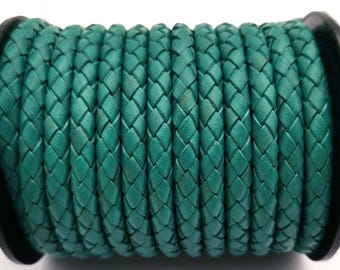 Teal Braided Leather Bolo Cord: 6mm Jewelry Making Strap