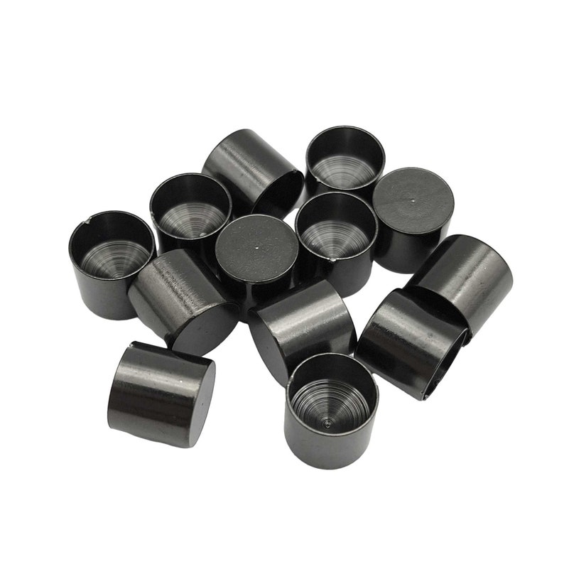 ShapesbyX 10 Stück Schwarz Edelstahl Schnur Endkappen für Schnurkleber In 10mm,8mm,6mm Bindebänder für Kleidung, Schmuck, Schuhe SF168-14-8 Bild 1