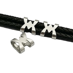 ShapesbyX 5 Piece Stainless Steel Bracelet Slider Beads Leather Cord Charm Inner 10mmx4.5mm Bracelet Making Crafts SF163