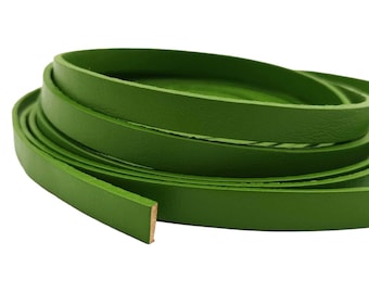 10mm Lime Green Genuine Leather Strip, Coated Real Leather Band 10mmx2mm GF10M170