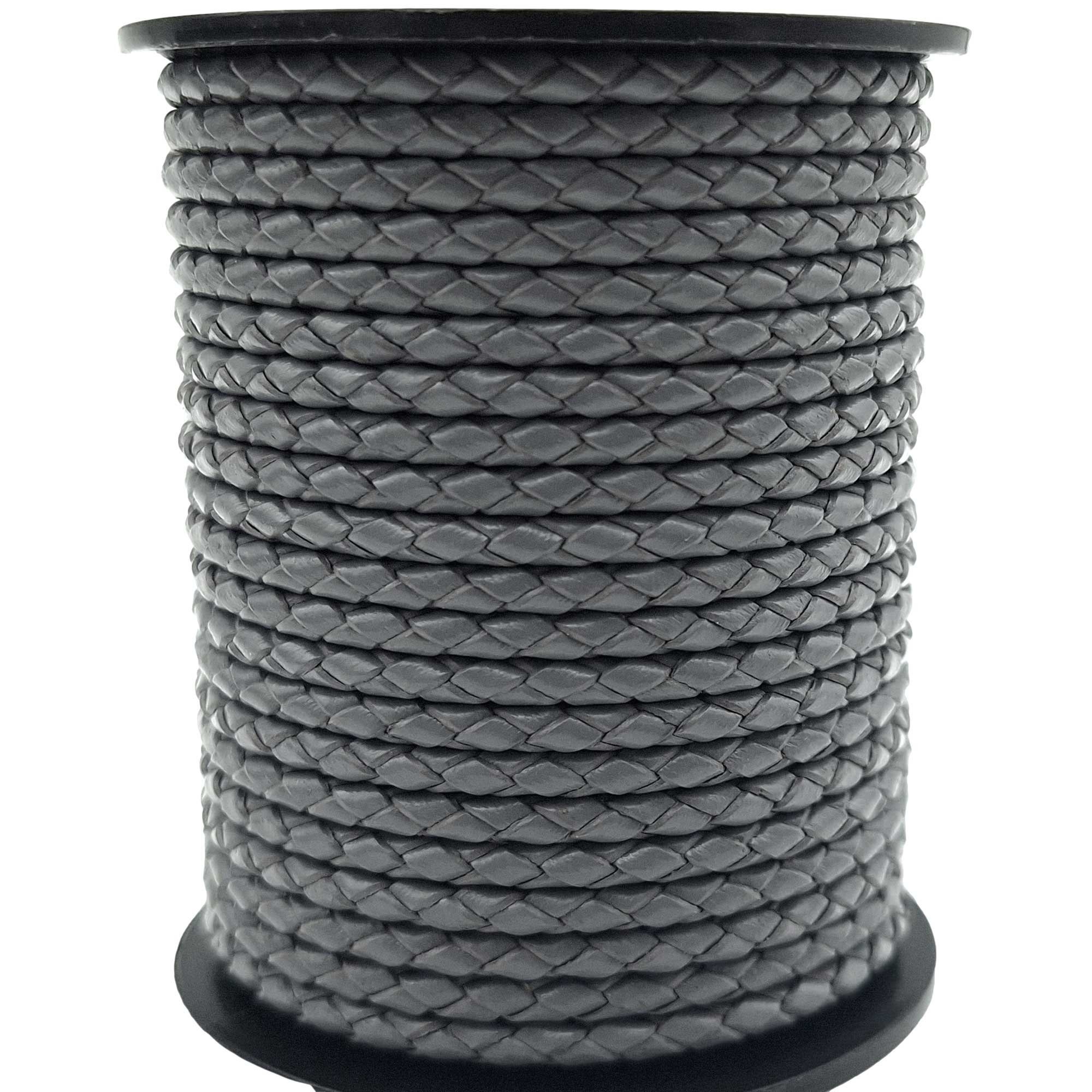 Braided Leather Cords 3mm Round Darker Gray Leather Bolo Strap BP3M95