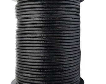 2mm Round Genuine Leather Cord, 5 Yards for Bracelet Necklace Making