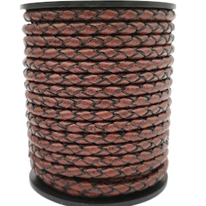 ShapesbyX Antique Brown Braided Leather Bolo Cord 4mm Round Bolo Tie BP4M88