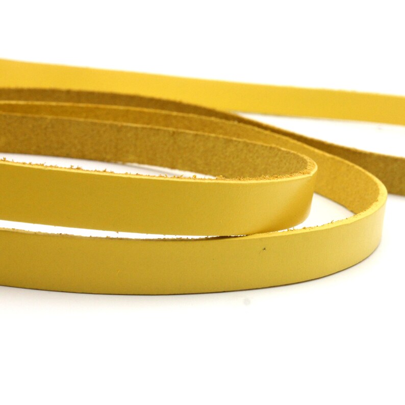10mm Flat Leather Strip Yellow 10mmx2mm Genuine Leather Strap WatchBand GF10M-104