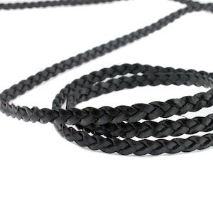 ShapesbyX 2 Yards 7 mm PU Faux-Schwarz-Leder Geflochten für Schmuck machen Armband weich und flexibel GF7M-8