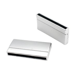 マグネットブレスレット留め具と留め具 40mmx3mm 穴 2個パック、マットシルバー カーブ ビッグクラスプ フラットレザーストリップ用 40x2 40x3 接着剤 MT511-5