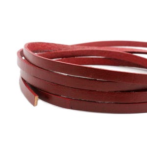 ShapesbyX 5mm Dark Red/Hawthorn Flat Leather Cord, 5mmx2mm Coated Leather Strip-1 YARD, GF5M120