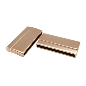 ShapesbyX 2ピース ローズゴールド マグネット留め具 ブレスレット作成用 40mmx3mm 内穴 フラットレザーバンド用 MT511-17