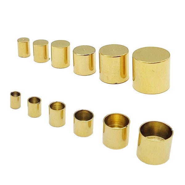 ShapesbyX 10 stuks roestvrijstalen koordeindkap goud/zwart voor koordlijm in 2 mm tot 10 mm stropdassen voor kleding, sieraden, schoenen SF168-11