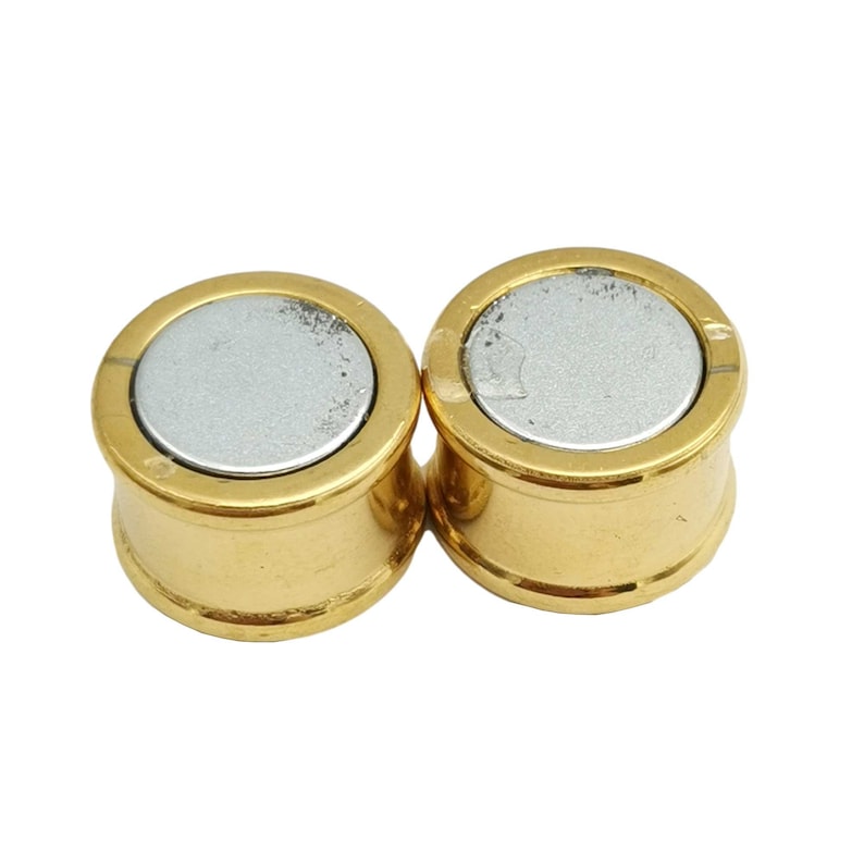 18K Real Gold Plated Stainless Steel Magnetic Clasps 12mm Round Hole Bamboo Shape Strong Magnet Jewelry Making Cord End MT12M-SS2