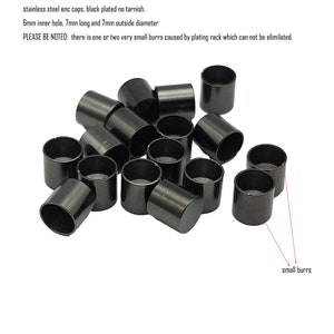 ShapesbyX 10 Stück Schwarz Edelstahl Schnur Endkappen für Schnurkleber In 10mm,8mm,6mm Bindebänder für Kleidung, Schmuck, Schuhe SF168-14-8 Bild 6