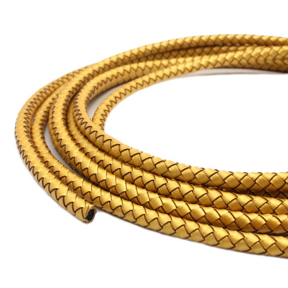 6mm Gold Braided Leather Cord for Women Bracelet Making Etsy