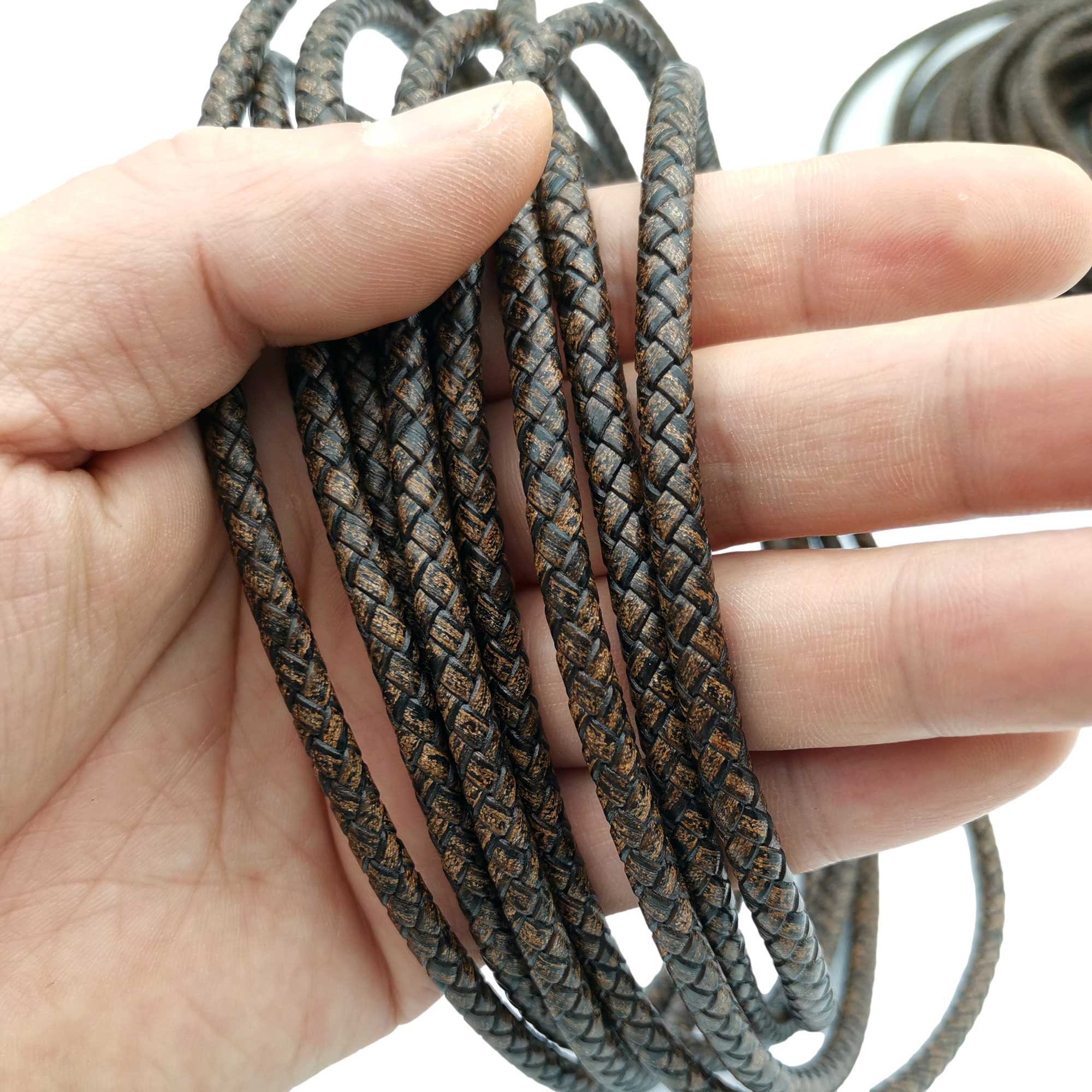 shapesbyX 5 Yards 4mm Braided Leather Strap Round Leather