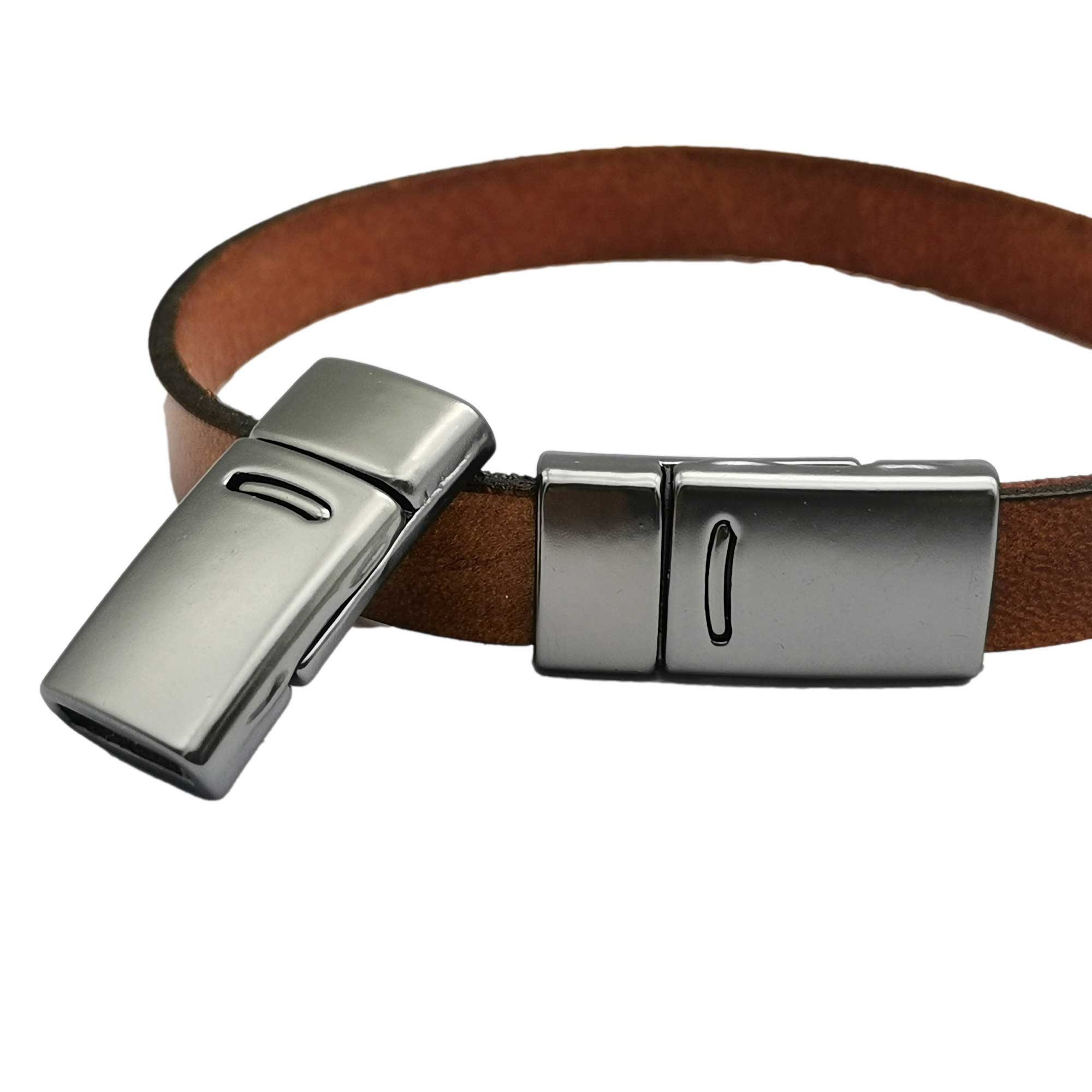 shapesbyX-10mm Flat Leather Bracelet Making Magnetic Clasps 10x3mm Hol